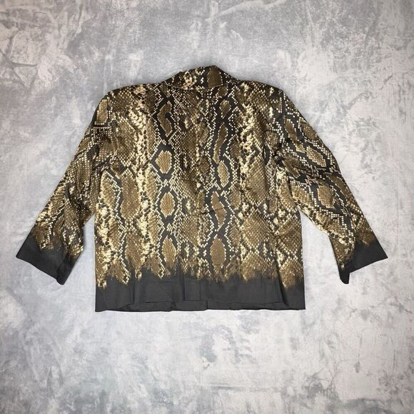 Michael Kors Sz 12 Women’s Blazer Jacket Cotton Snake Skin Animal Print Lined - Picture 13 of 16